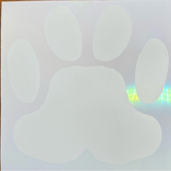 Paw Print Vinyl Decal White Permanent Adhesive 5 Inches Wide Custom Handmade - Picture 1 of 6